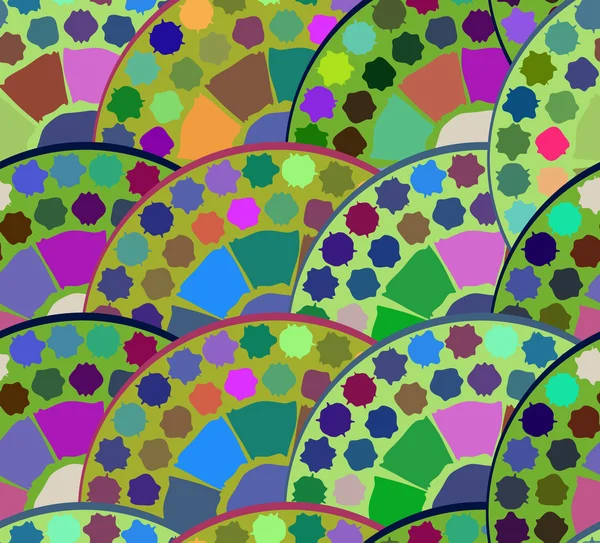 Un patrón repetitivo sin costuras imitando azulejos en un círculo en el — Vector de stock