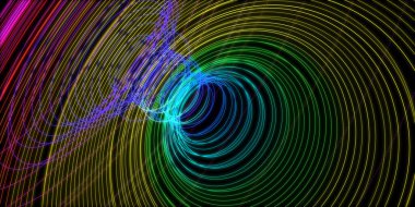 Yüzük şekilli çizgilerin soyut arkaplanı. 3d oluşturma