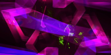 Geometrik şekillerin soyut teknoloji renk arkaplanı. 3d oluşturma