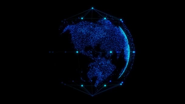 Siyah Arkaplandaki Noktalardan Oluşan Lik Bir Kablo Küresi Teknoloji Geçmişi — Stok video