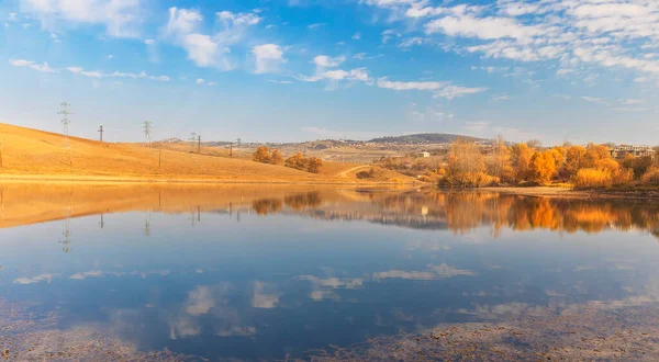 Lago Pueblo Una Las Regiones Azerbaiyán Otoño — Foto de Stock