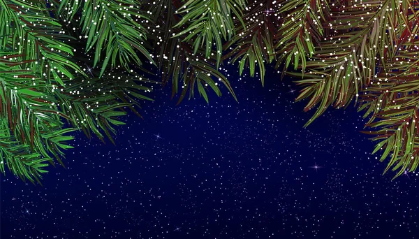 Novoroční Zázemí Větvemi Vánočního Stromku — Stockový vektor