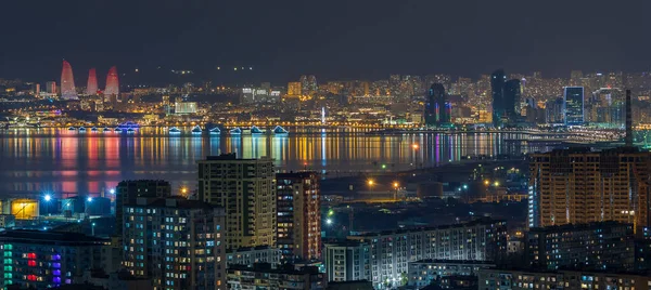 Panorama Noite Baku Antes Desfile Militar — Fotografia de Stock