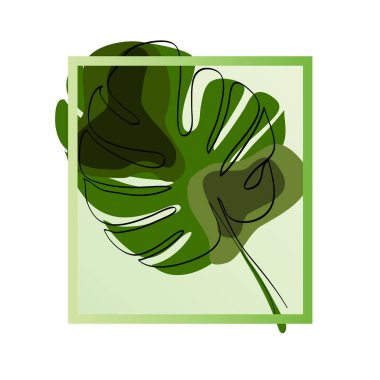 İçinde tropikal yaprak olan soyut çerçeve