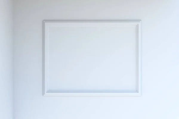 墙上有画框的白色房间 3D渲染 — 图库照片