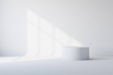 White room with shadow from the light from the window. 3d rendering