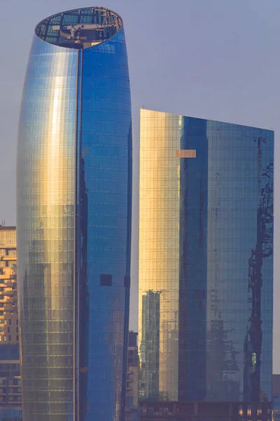 Bakú Azerbaiyán Junio 2021 Nuevos Rascacielos Construcción Bakú — Foto de Stock
