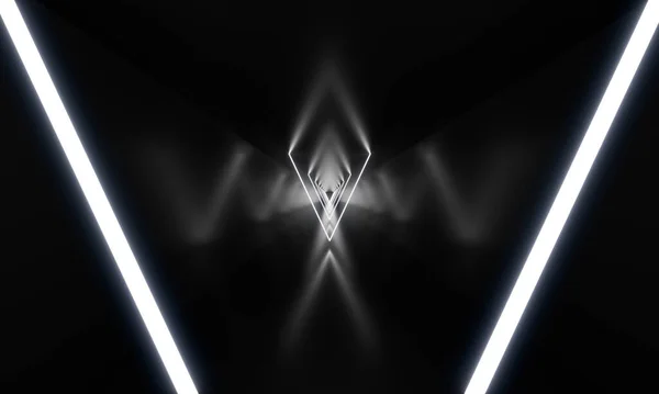 Флуоресцентное Освещение Футуристическом Тоннеле Рендеринг — стоковое фото