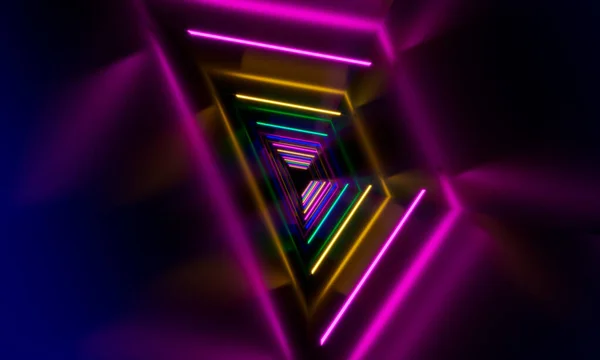 Iluminación Fluorescente Túnel Futurista Renderizado — Foto de Stock