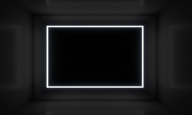 Flüoresan aydınlatma tüneli. 3d oluşturma