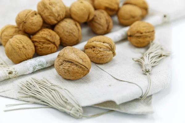 Walnuts on a napkin — Stock Photo, Image