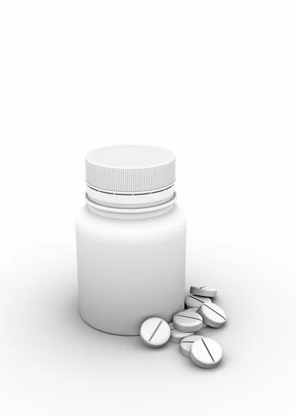 Jar for tablets and pills on white background — Stock Photo, Image