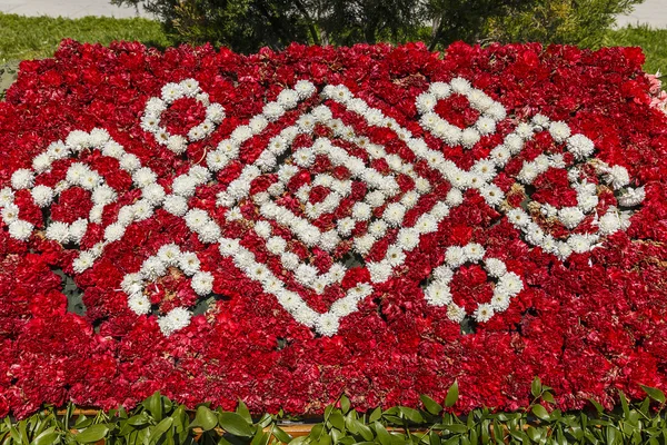 Installation of carnations on a flower festival in Baku — Stock Photo, Image