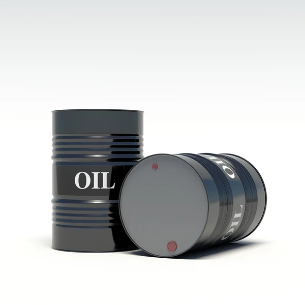 Barelů ropy na bílém pozadí — Stock fotografie