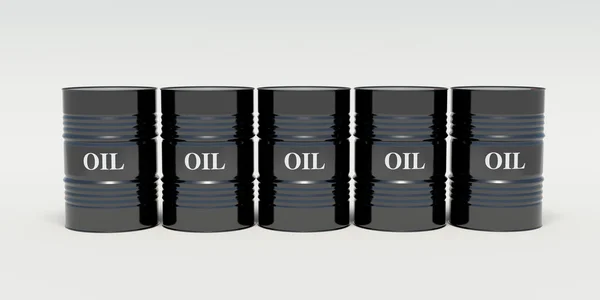 Ranked oil barrels on a white background — Stock Photo, Image