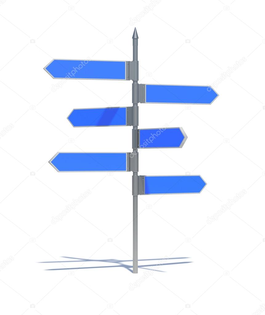 Metal pillar with signposts directions