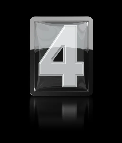 Ícone 3d figuras quatro sob vidro — Fotografia de Stock