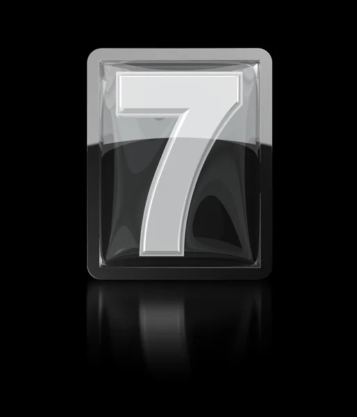 3 d アイコン 7 ガラスの下の数字します。 — ストック写真