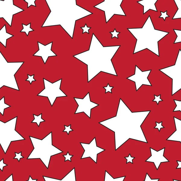Fehér csillag, piros háttéren. Seamless.Vector — Stock Vector