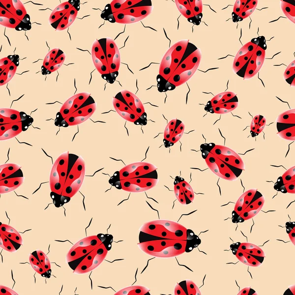 Coccinelles vectorielles sur un fond clair. Sans couture — Image vectorielle