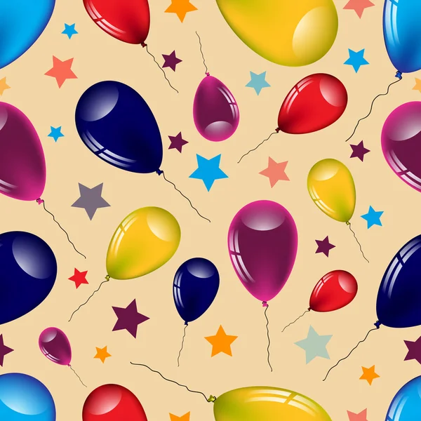 Seamless pattern of balloons and stars.Vector — Stock Vector