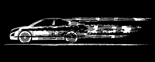 Silhouette auto che simboleggia la velocità su uno sfondo bianco.Vecto — Vettoriale Stock