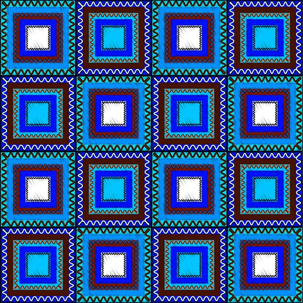 Бесшовный этнический узор, состоящий из цветных квадратиков.Вектор — стоковый вектор