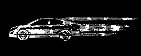 Silhouette auto che simboleggia la velocità su uno sfondo bianco — Foto Stock