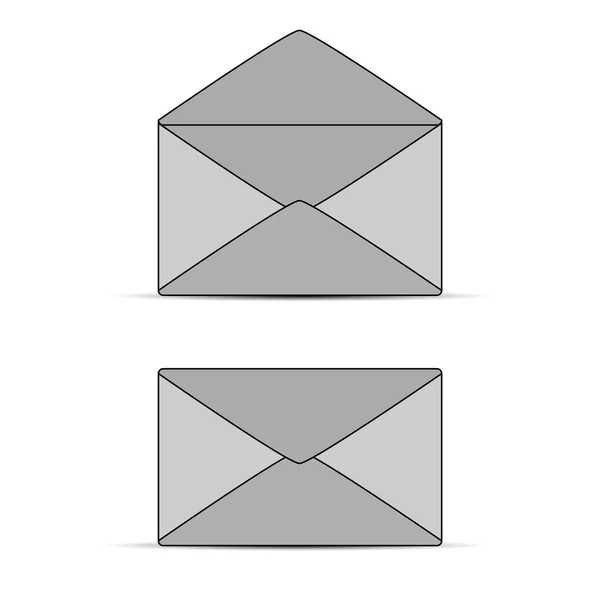 Die Symbole des offenen und geschlossenen Briefumschlags. — Stockvektor