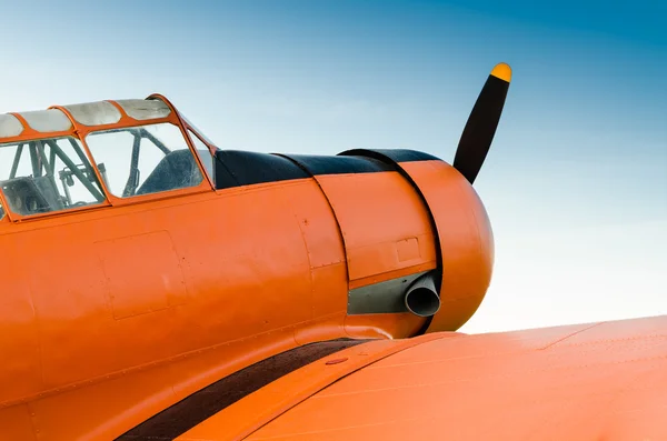 Adventure in the sky, Old airplane, orange, North American T-6G — Stock Photo, Image