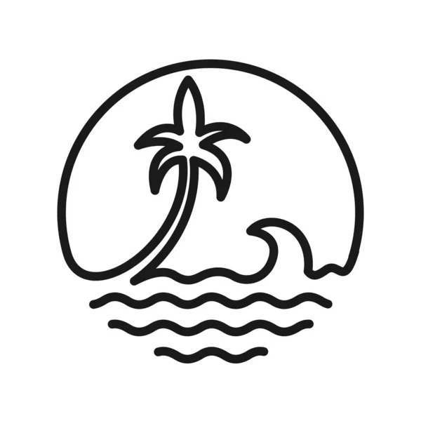 Simple Vague Plage Mer Line Art — Image vectorielle