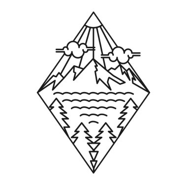 Basit renklendirme dağ manzarası deniz tasarımı