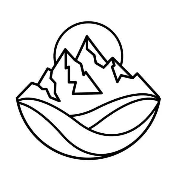 シンプルな山頂の山の景観デザイン — ストックベクタ