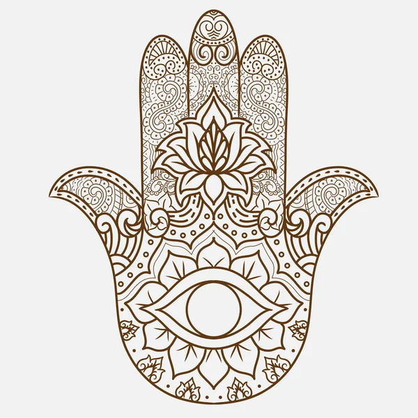 Hamsa Mão Indiana Tatuagem Ilustrador Modelo — Vetor de Stock