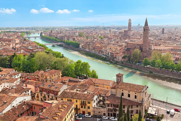 Vista aérea no rio Verona e Adige — Fotografia de Stock