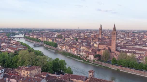 Ochtend in Verona - 4 k time-lapse — Stockvideo