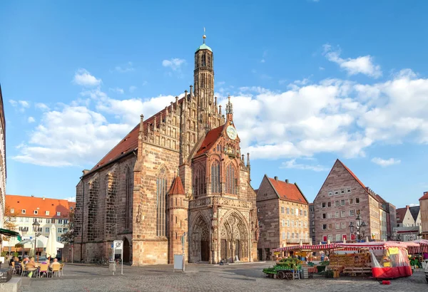 Nürnberg Oder Nürnberg Blick Auf Hauptmarkt Und Frauenkirche — Stockfoto