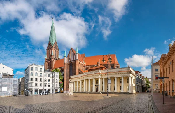 Schwerin Allemagne Vue Panoramique Place Marktplatz Cathédrale — Photo