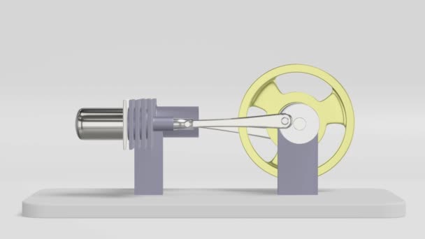 Modell Einer Funktionierenden Stirlingmaschine Gerenderte Animation — Stockvideo