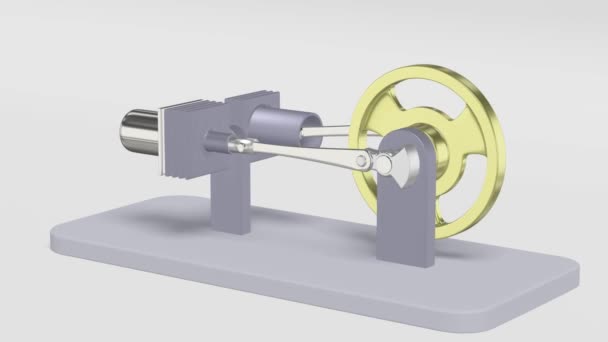 Modell Eines Funktionierenden Stirlingmotors Gerenderte Animation — Stockvideo