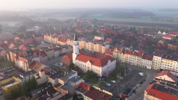 Katy Wroclawskie Polen Uitzicht Vanuit Lucht Het Historische Stadhuis Het — Stockvideo