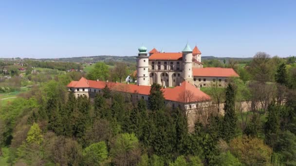 Vista Aérea Del Ganado Wisnicz Zamek Wisniczu Polonia Menor — Vídeo de stock