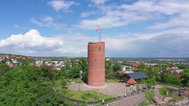 Grudziadz Polen Flygfoto Över Klimek Tower Den Sista Återstående Delen — Stockvideo