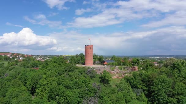 Grudziadz Polen Flygfoto Över Klimek Tower Den Sista Återstående Delen — Stockvideo