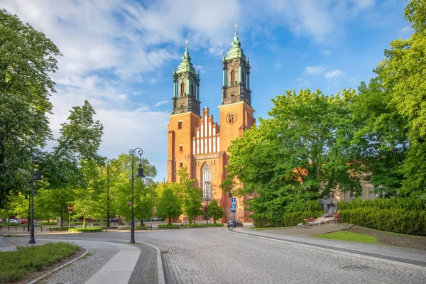 Poznan Polonia Veduta Della Cattedrale Gotica Costruita Mattoni — Foto Stock