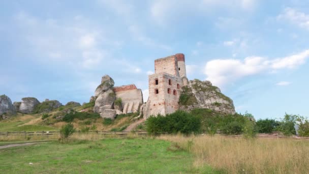 Ruins Century Olsztyn Castle Poland Time Lapse Video — Stock Video
