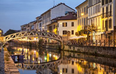 Bridge across the Naviglio Grande canal clipart