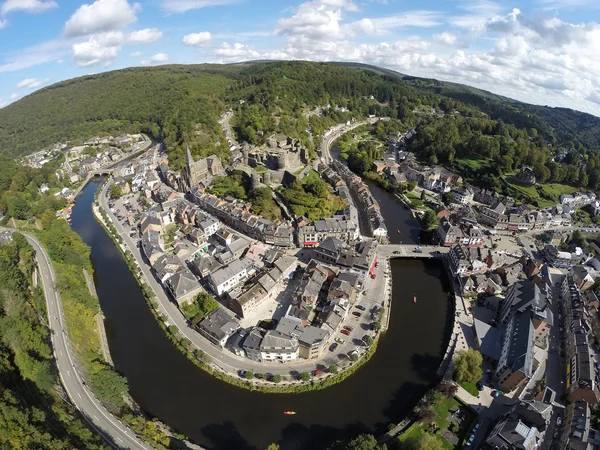 Luchtfoto op Belgische stad la roche-en-ardenne — Stockfoto