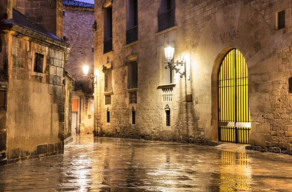 Gotiska kvarteren i Barcelona i vått väder — Stockfoto