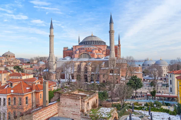 Hagia Sophia i vinter kväll — Stockfoto